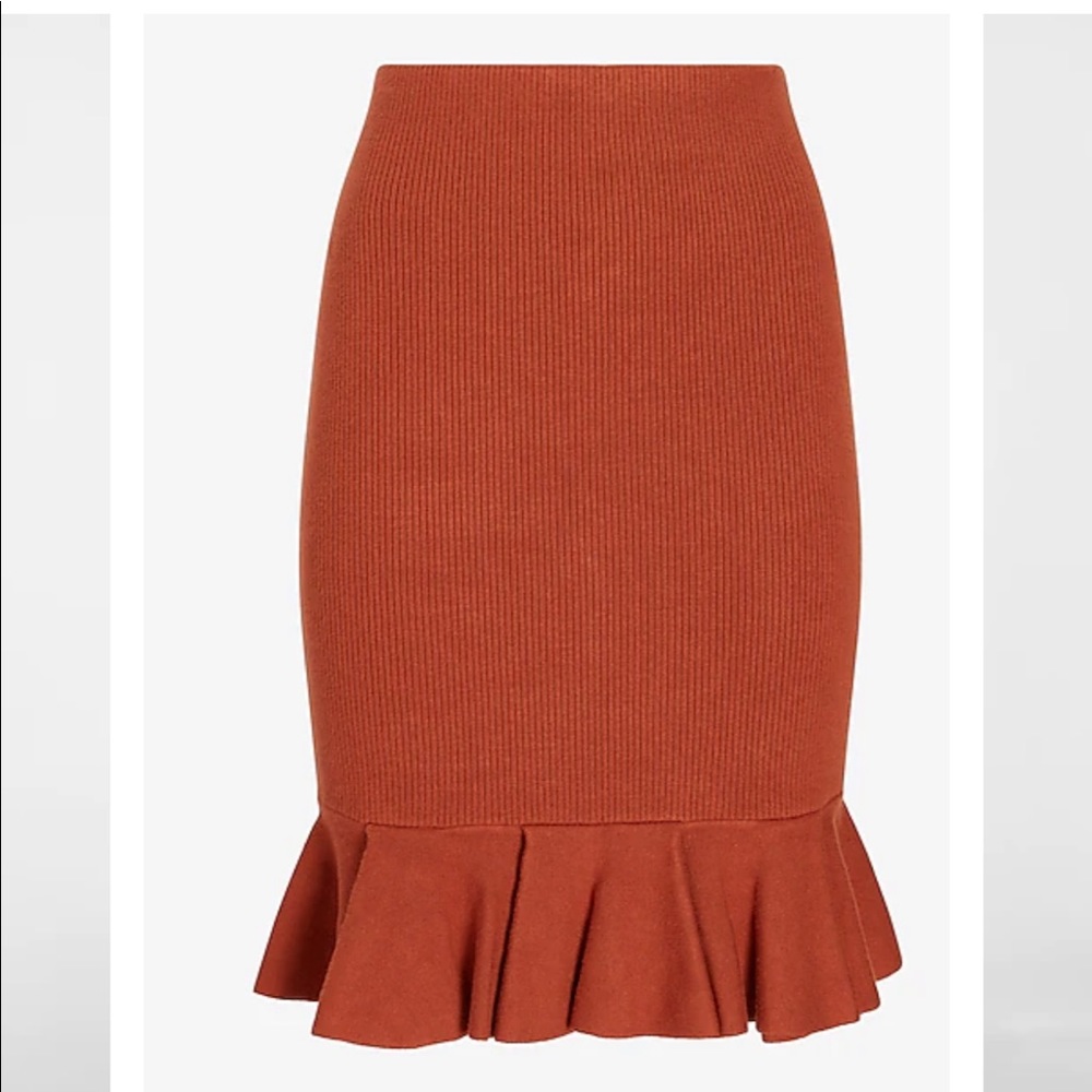 High Waisted Ribbed Ruffle Sweater Skirt / XS - Picture 8 of 8